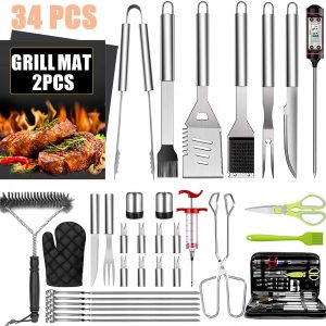 34PC Stainless Steel Grill Accessories Set