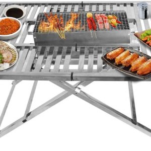 Portable BBQ Charcoal Grill Folding Table