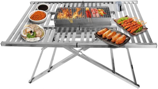 Portable BBQ Charcoal Grill Folding Table
