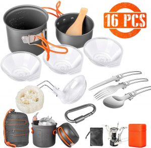 Limechoes 16 Pcs Camping Cookware Set