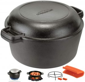Overmont 5Qt Cast Iron Casserole Pot & Lid