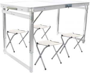 Aluminum Folding Picnic Table with 4 Stools